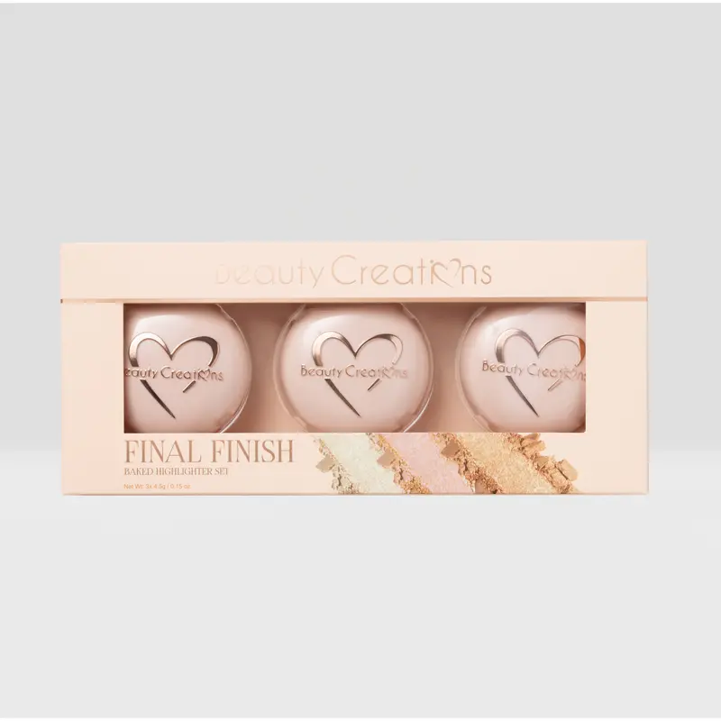 Beauty Creations Final Finish Baked Highlighter Set - Flawless Luminous Cosmetic, Glowy Shimmer Pressed Powder Palette for Brightening Glowup, Adult Makeup for Radiant Complexion