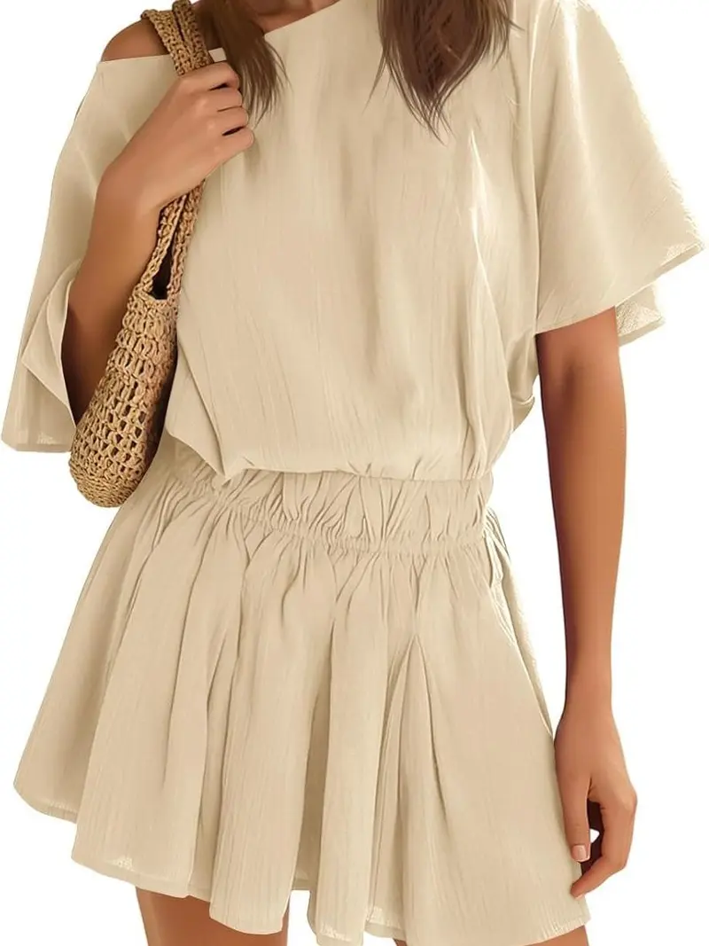 off the shoulder flowy short dress Off-The-Shoulder Mini main image 1