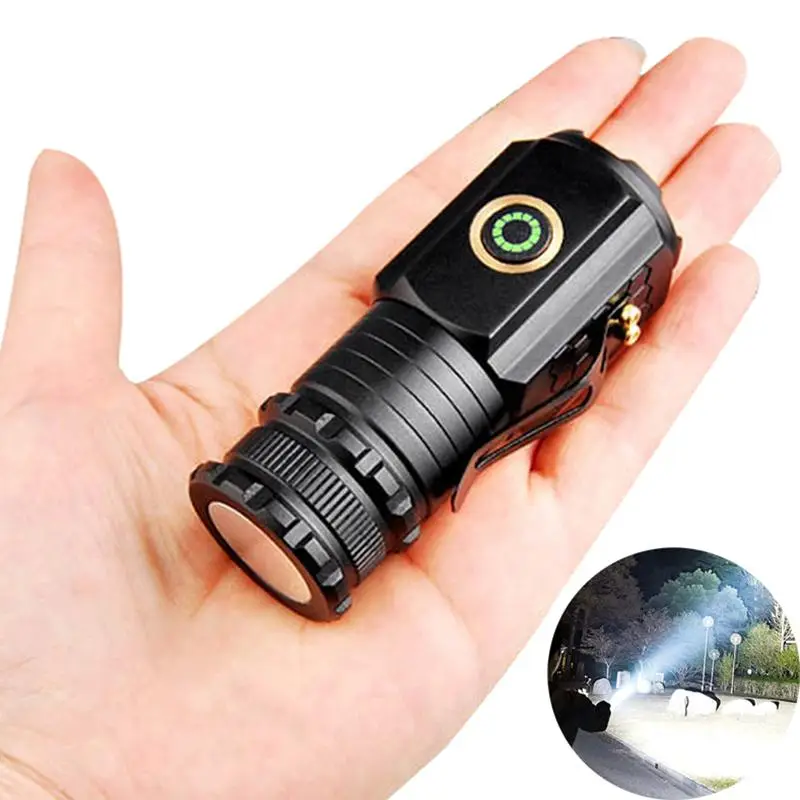Type-c Rechargeable Outdoor Light, Portable Mini 3 LED Flashlight, Adjustable Modes Clip-on Design Flashlight, Outdoor Lightning Tool for Camping Hiki
