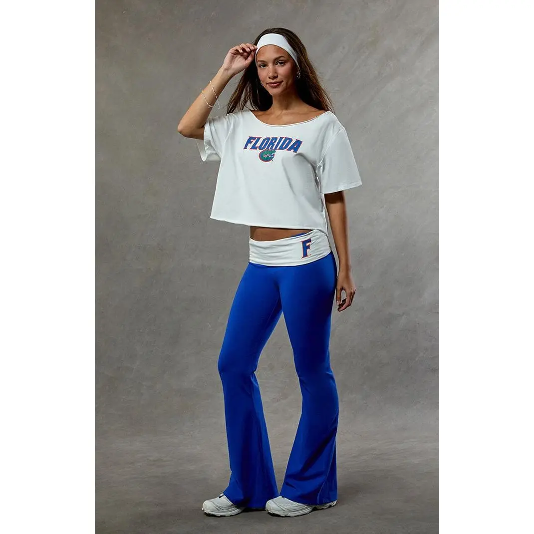 WILD COLLECTIVE Women's Florida Gators Fold-Over Flare Yoga Pants