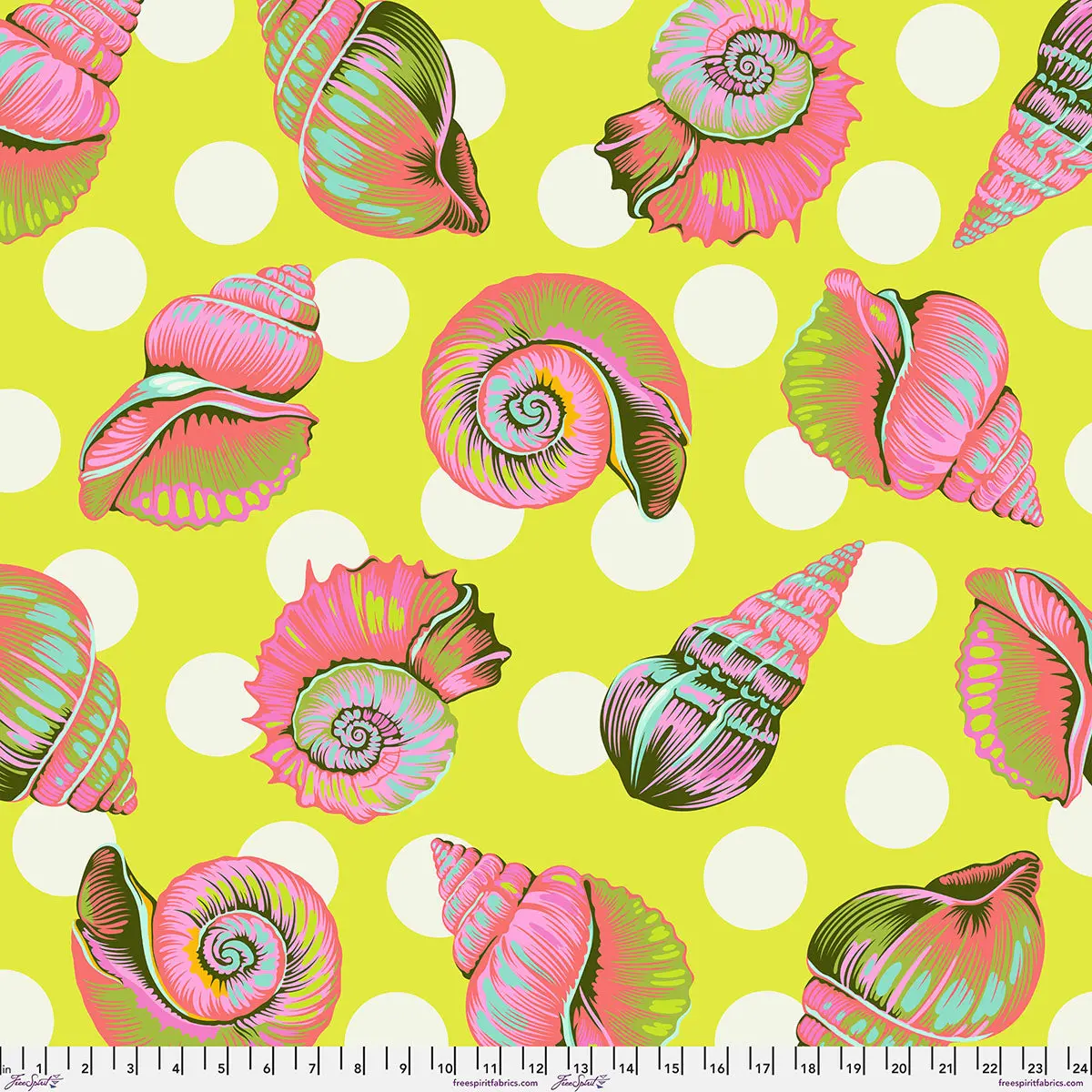 Fabric FreeSpirit Tula Pink Seagrass Big Shelly Floral Reef 108" Wide Back by the Quarter Yard QBTP021.SEAGRASS