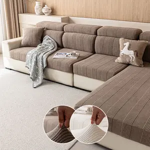 1pc 2026 Upgrade Elastic Sofa Cushion Cover, Modern Anti-Slip Design, All-Seasons Solid Pattern, Fits L-Type & 1234 Seat Sofas, Sofa Covers