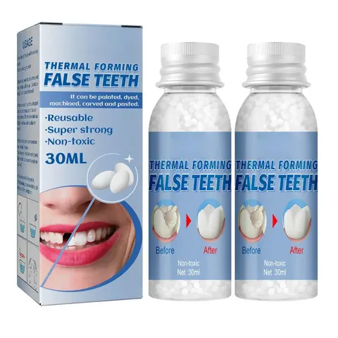 2 Pack Moldable False Teeth Beads, DIY Temporary Tooth Replacement Kit, Suitable for Missing, Broken and Chipped Tooth Repair Beads, Thermoplastic Beads, Make You Smile Confidently