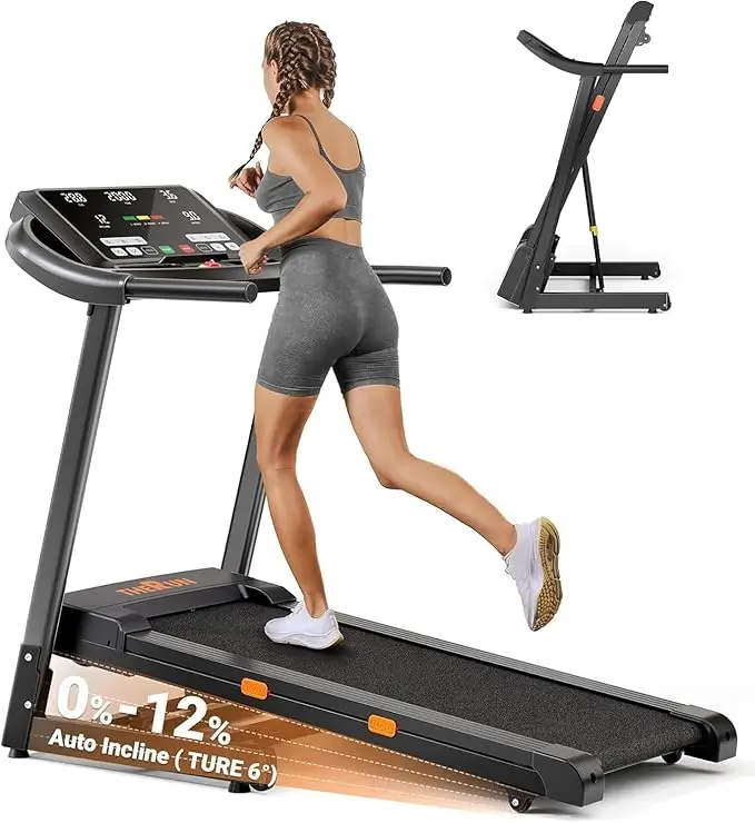 Incline Treadmill for Running and Walking, 300 lbs Capacity Treadmill with 0-12% Auto Incline, Wide Belt, 3.0HP, 18" LED Screen, 2 Layers Shock-Absorbing