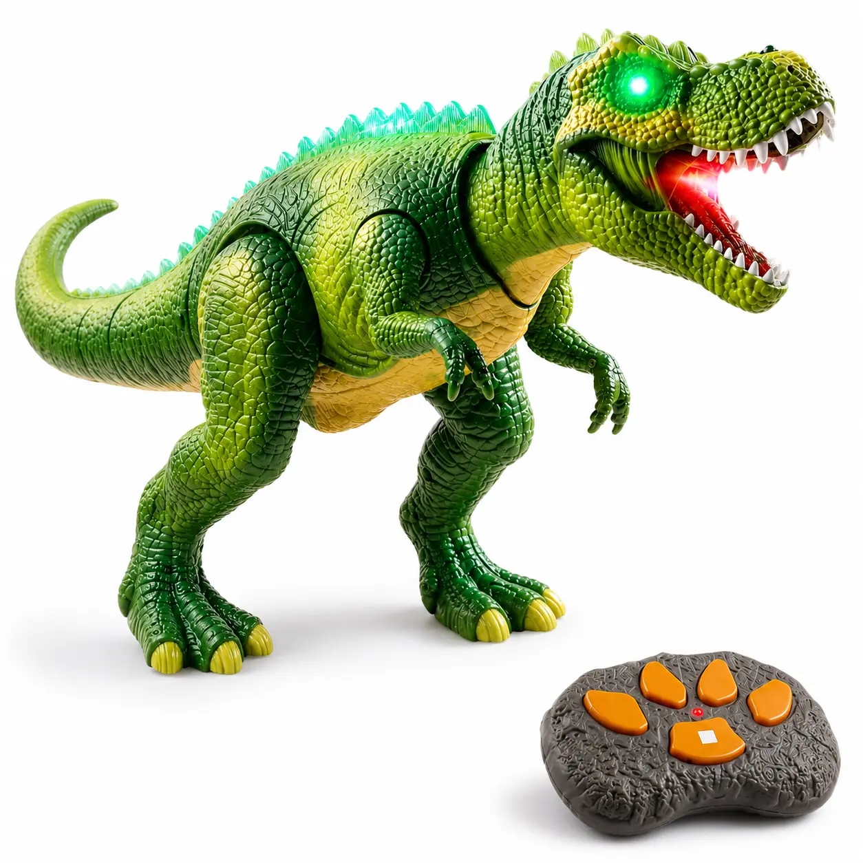 Remote Control T-Rex Dinosaur Toy with Spray Mist, LED Lights & Roaring Sound, Walking RC Dino Gift for Kids