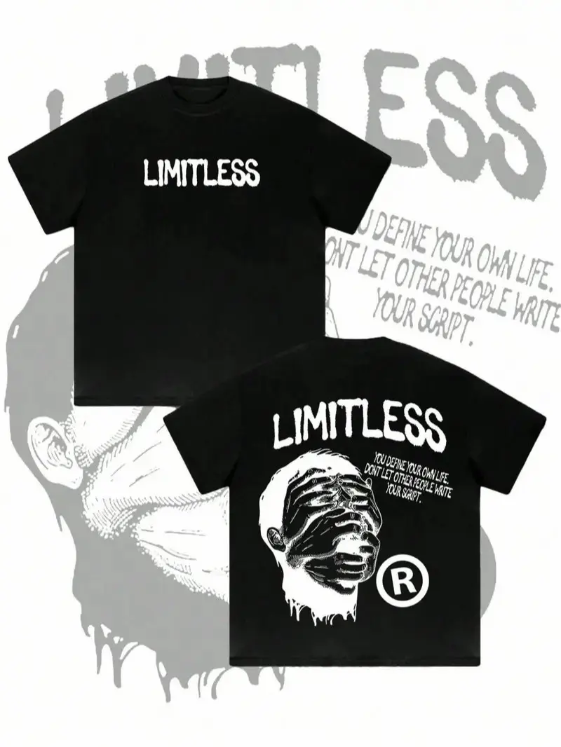 Men's Regular Fit Limitless Tropical Street Art Graphic Tee - Short Sleeve Crew Neck Streetwear Top for Daily Wear, Summer Casual Sports