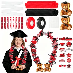 2 Pcs Graduation Bear Candy Leis for Class of 2026, Graduation Leis Graduation Candy Leis Stuffed Animal Graduation Necklace DIY Kit for Preschool Kindergarten Elementary 5th Grade High School College Graduatin Gifts