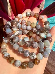 Natural Botswana Agate 10mm Beaded stretch Bracelet