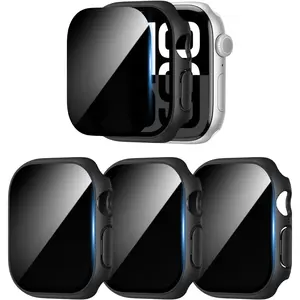 [3 Pack]  Screen Protector for  Watch Series 11 2025 Series 10 46mm, Hard PC Ultra-Thin Case with Built-in Tempered Film for iwatch Series 11/10 46mm, Black/Clear/Blue