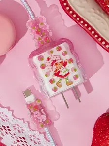 Strawberry Shortcake Cute Gradient Print Lightning Charging Head Protective Cover - Rechargeable, Anti-Scratch, Protection for Phone Audio & Video Accessories