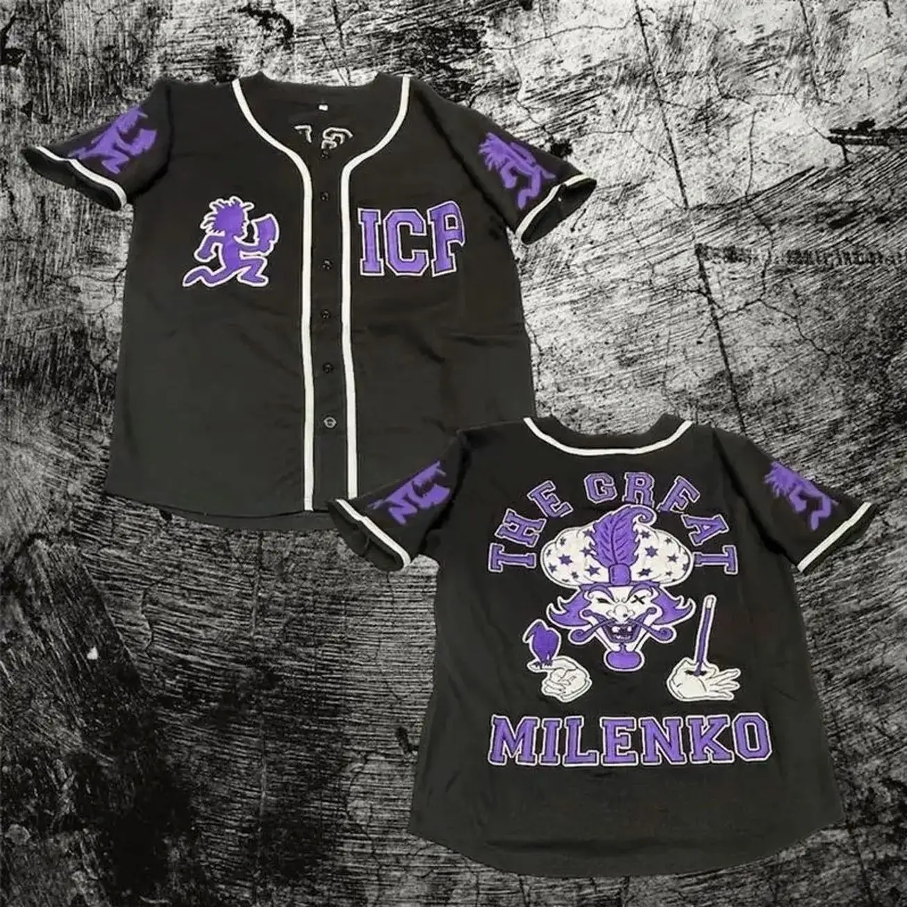 ICP Juggalo Baseball Jersey - Black with Purple Milenko Baseball Jersey - Insane Clown Posse Pefect Fit Unisex, Gift For Fan, Gift For Him, Her