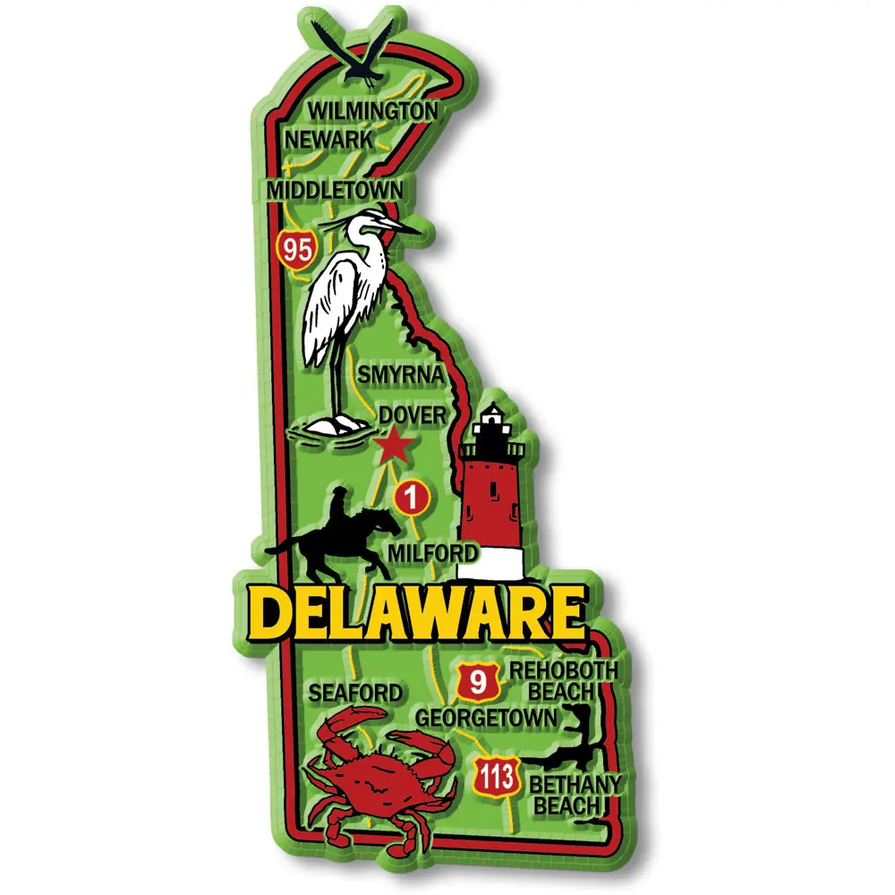 Delaware Colorful State Magnet by Classic Magnets, 2.2" x 4.7"