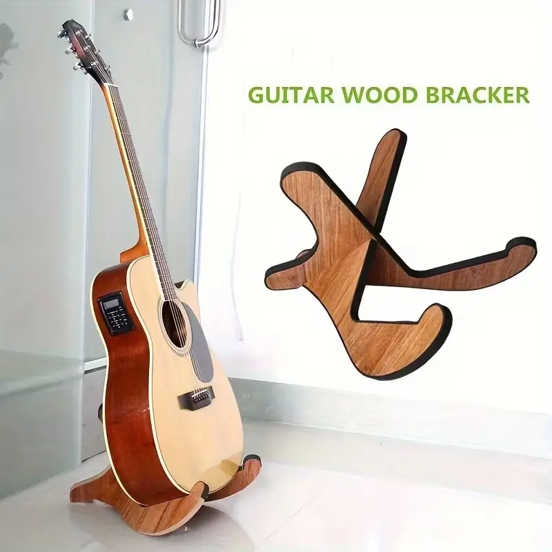 Wooden Guitar Stand Rack X-Shaped Soft Rubber Padding, Fits Acoustic/electric Guitars/bass/violin/ukulele, Portable Stable Multi-Instrument Storage Accessories