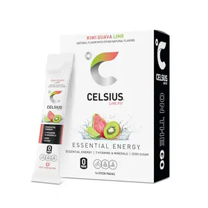 CELSIUS On The Go Kiwi Guava Lime, Sugar Free Energy Drink Mix (14 Sticks per Pack)