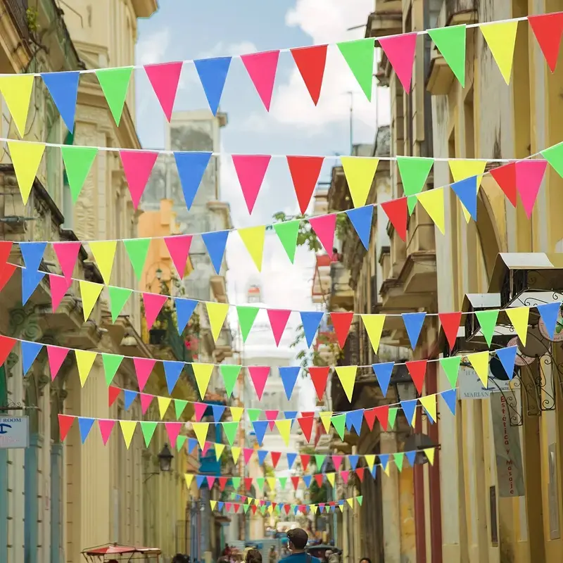 720Pcs Vibrant Rainbow Pennant Banner Flags, 60m Long Multicolor Triangle Bunting Bulk Premium Hanging Garland for Wedding, Holiday Festival, Outdoor Indoor Home Classroom Party Decoration Supplies