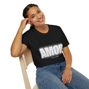Unisex Softstyle T-Shirt with 'AMOR' Design, Casual Love Tee, Perfect Gift for Anniversaries, Valentine's Day, Birthdays, Everyday Wear