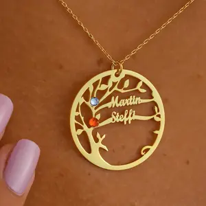Family Tree Necklace, Family Name Necklace, Customized Birthstone Necklace, Multiple Name Pendant, Name Christmas Necklace, Kids Name Pendant, Couple Birthstone Necklace, Birthstone Valentines Necklace, Birthstone Engagement Necklace Gift for Her