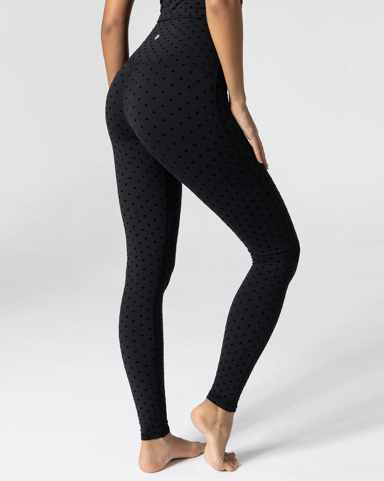 Queenie Ke BareLuxe Leggings for Women Stand Collar Polka Dot Textured High Waisted Tummy Control Tight Buttery Soft Full Length Yoga Pants