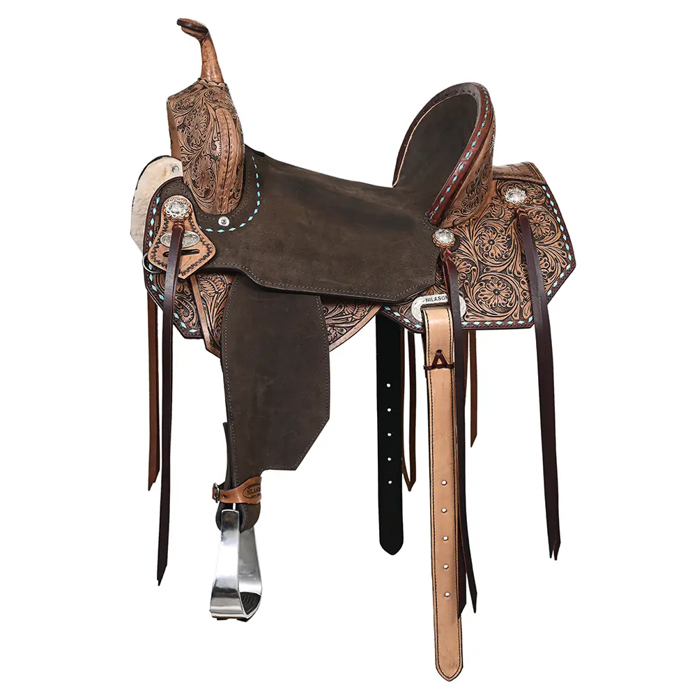 HILASON Flex Tree Western Horse Saddle in American Leather Barrel Trail | for Horses
