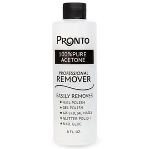 Pronto Pure Acetone - Quick, Professional Nail Polish Remover - For Natural, Gel, Acrylic, Sculptured Nails (8 FL. OZ.)