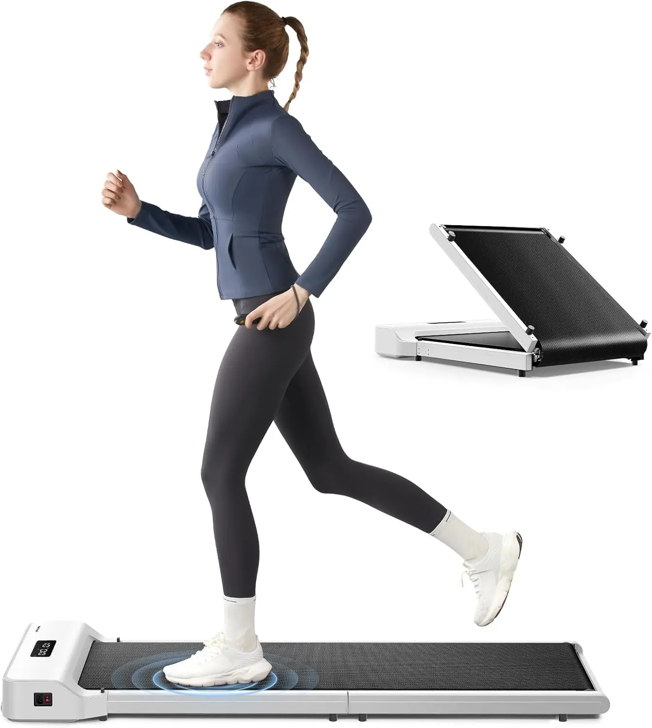 WalkingPad Z1 Collapsible Lightweight Under Desk Treadmill - Sturdy Walking Pad Exercise Machine with Patented 180° Inward-Folding Structure, Built-In Wheels for Home/Office Storage (Vertical Wall, Under Sofas/Beds) for Quality-Life Seekers