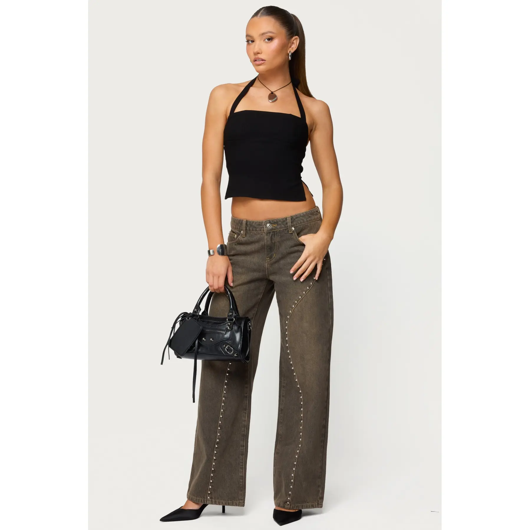 Charliza Stud Low Rise Baggy Jeans Charliza Stud Low Rise Baggy Jeans