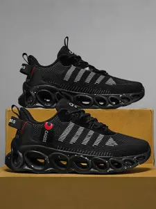 Double Layer Shock Absorption Running Shoes, Ultra-Light Cushioned Sneakers, Breathable Mesh, Unisex Couple Sports Shoes, Running Fitness Footwear, Athletic Running Trainers