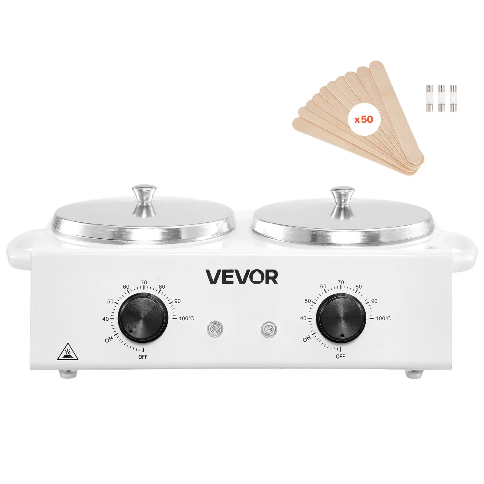 【Summerfinds】VEVOR Double Wax Warmer, 1200ML Professional Dual Wax Warmer for Hair Removal, 32 ℉   - 212 ℉   Adjustable Electric Waxing Heater Pot with 50PCS Waxing Sticks for Home Use, Beauty Salon, Spa Body Care Underarm Wax