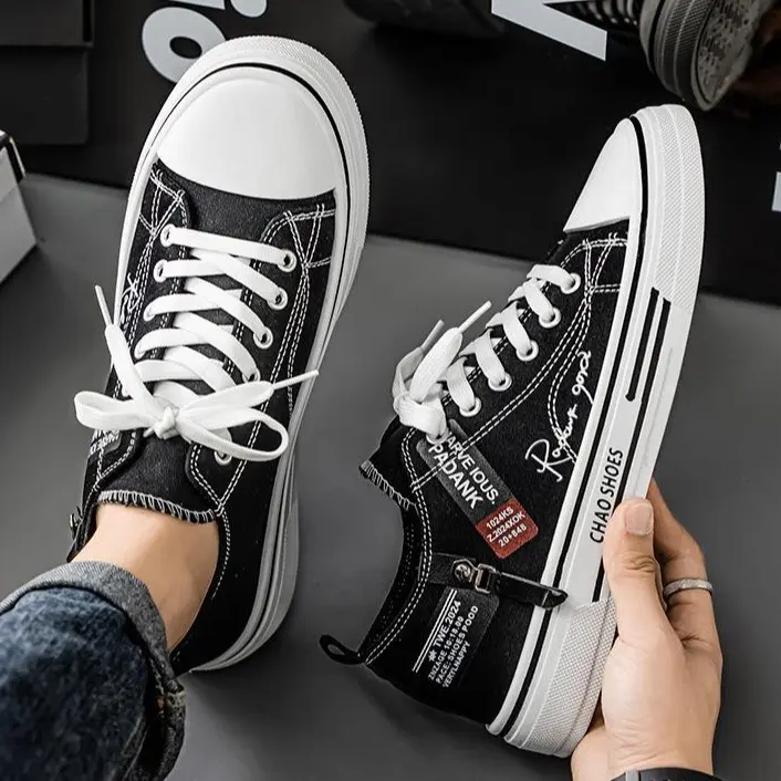 Men's Soft Sole Durable Canvas Shoes,Versatile Fashion Thin Board Sneakers,Breathable Comfortable Casual Low Top Shoes,Casual Trainers for Everyday Wear