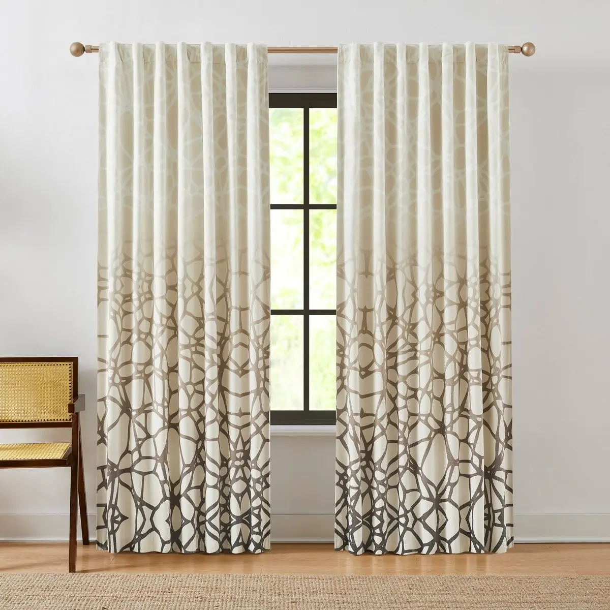Lush Decor x Chuks Collins Ethereal Tangle Velvet Blackout Curtain Panels Pair, 52" W x 84" L - Double Layer Velvet Curtains with 100% Blackout Lining, Corner Weights, Earth Tones, Dry Clean Only for Privacy & Energy Efficiency