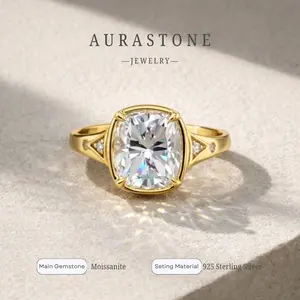 【#14 CS】Synthetic Moissanite TAYLOR'S S925 sterling silver Bezel 3 carat cushion cut  women's engagement/proposal ring