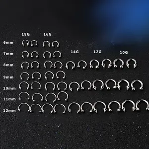 Oufer 2Pcs 18G/16G/14G/12G/10G Titanium Spike/Ball Internally Threaded Horseshoe Septum Pierced Ring Septum Clicer Ring Septum Jewelry Nostril Nose Piercing Body Jewelry