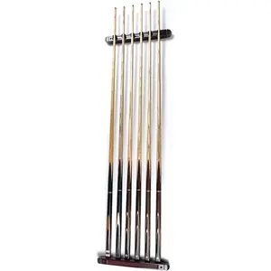Wall Mounted 6 Cue Pool Stick Holder Billiard Rack - Premium Solid Wood Premium Cue Accessories