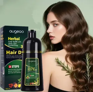 Dark Brown Hair Dye Shampoo 3 in 1 for Grey Hair Coverage, Coloring in Minutes, Herbal Ingredients - Natural Color, Long Lasting-Ammonia-Free, Instant Hair Colour Shampoo for Men Women (500ML)