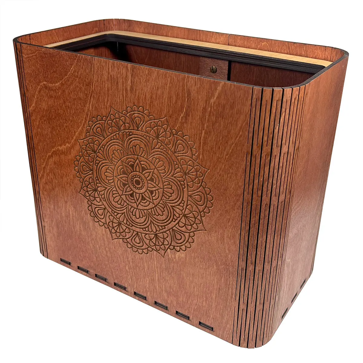 Slim Trash Can - Mandala - Wooden Garbage and Rubbish Bin for Boho Style Bedroom