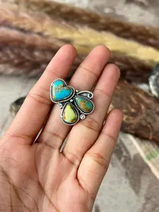 Handmade Sterling Silver Palomino with Santa Maria Turquoise Adjustable Ring "Signed Nizhoni"