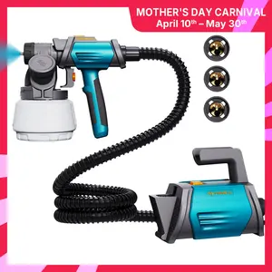 Tilswall Shark 800 HVLP Electric Paint Sprayer, 800W Powerful Spray Gun with 1300ml Large Container, 4 Brass Nozzles & 3 Spray Patterns, Ideal for Home, Furniture, Cabinets, Fence & Wall Painting, Perfect Mother's Day Gift