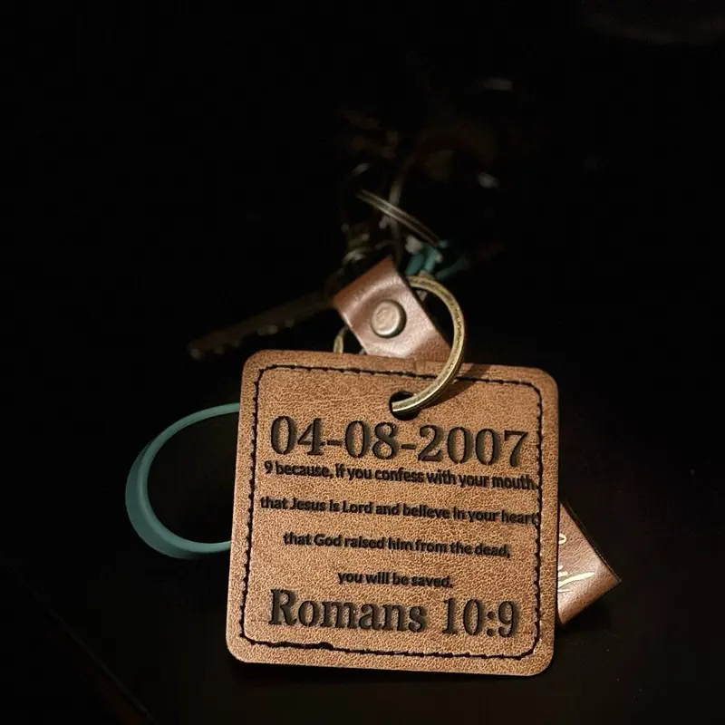 Custom Engraved Leather Patch – Add Your Date & Verse