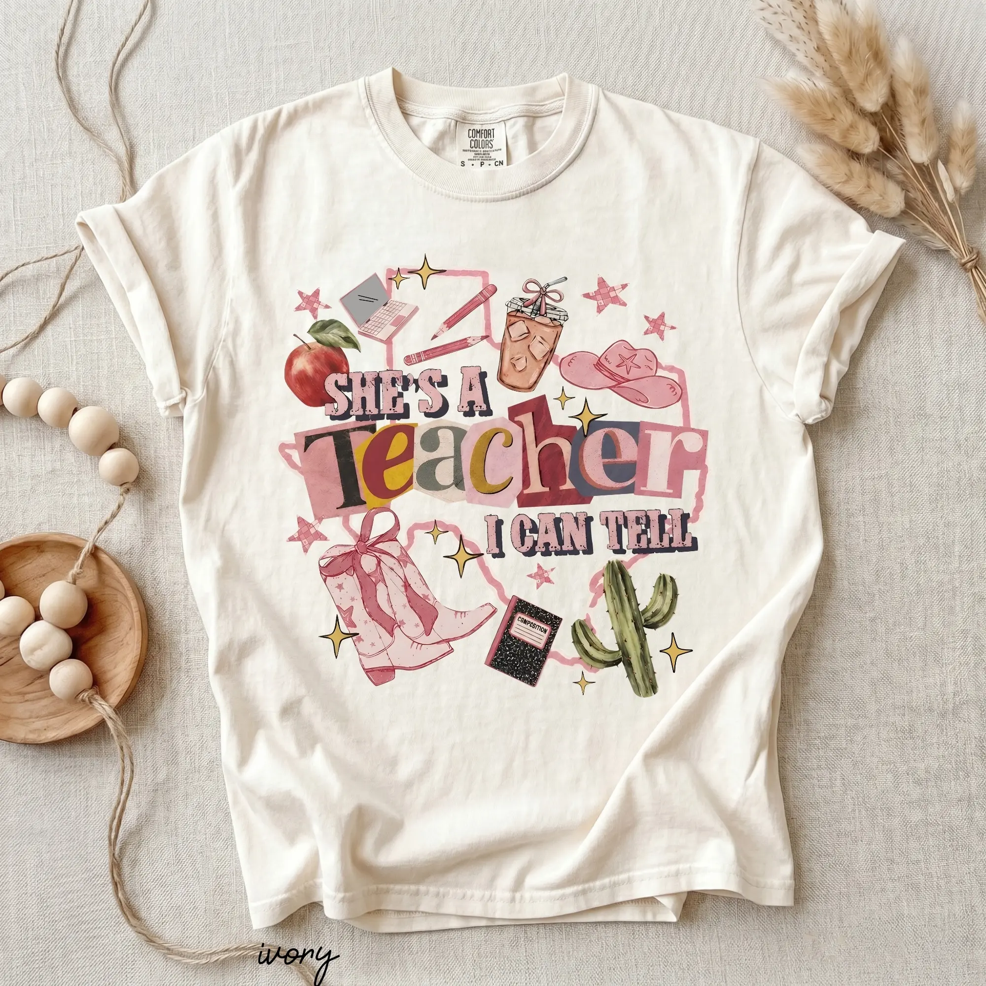 Comfort Colors She's a Teacher I Can Tell T-Shirt, Funny Teacher Graphic Tee, Teacher Life Shirt, Educator Gift Top