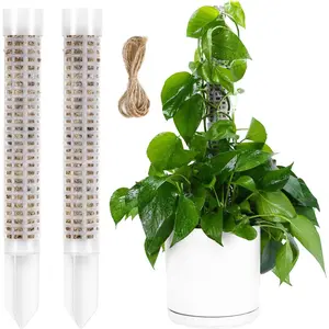 Pre-Filled Sphagnum Moss Pole for Climbing , 25.4 Inch Extendable  Stakes,  Plastic Moss Support Poles, Long-Lasting  for Pothos & Monstera Growth