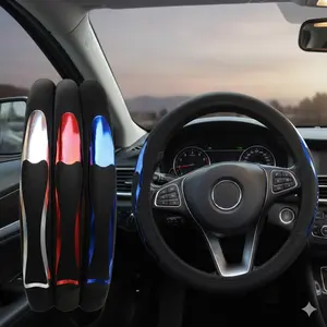 Universal Stretch Steering Wheel Cover with Non-Slip Metal Patch. All-Season Sweat-Proof Design for Cars, SUVs, Trucks (37-38cm). Enhance Grip, Improve Control, Safety & Comfort. Secure Fit, No Constraint.