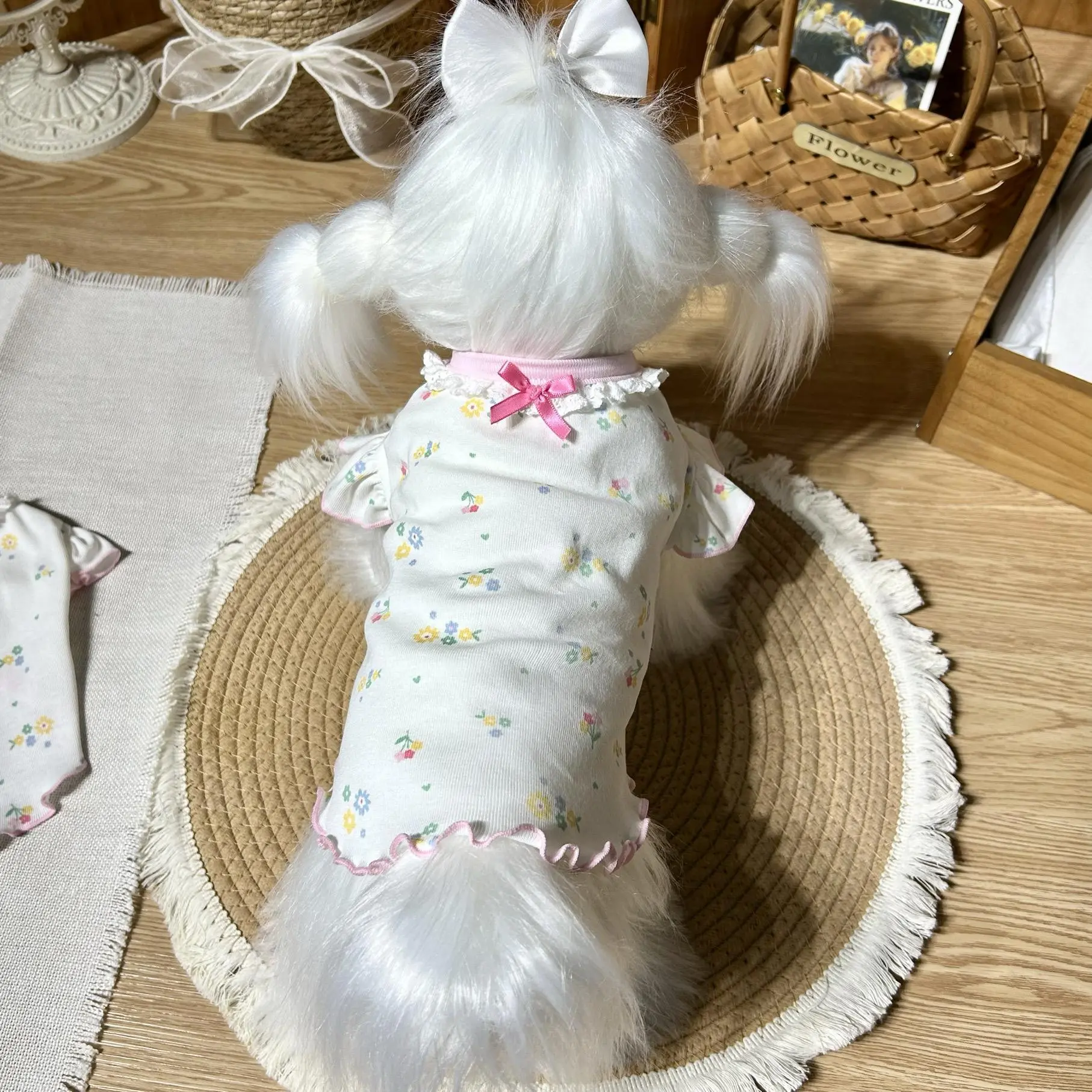 Cute Floral Print Dog Jersey Shirt for 1-16 lbs Extra Small Tiny Dogs, Skin-Friendly Stretch-Fit Soft Breathable Fabric Summer Pet Clothes, Girly Outfit for Maltese-Chihuahua Puppies, Ideal for Photoshoots, Puppy Jersey Shirt