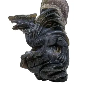 Blue Agate Dragon Carving