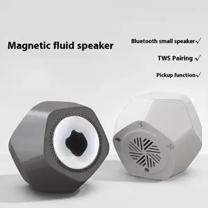 Magnetic Fluid Bluetooth Speaker - White, Deep Bass, Wireless Charging, TWS Pairing, Interactive Gift for Boyfriend, Cool Tech Gadget for Room & Parties