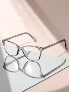 Clear High-End Transparent Large Frame Flat Lens Mirror, Blue Edge Lenses, Face Slimming, Casual Style, All Seasons, PC Material, Square Eyeglass Frame, Square Frame Glasses, Square Frame Eyewear