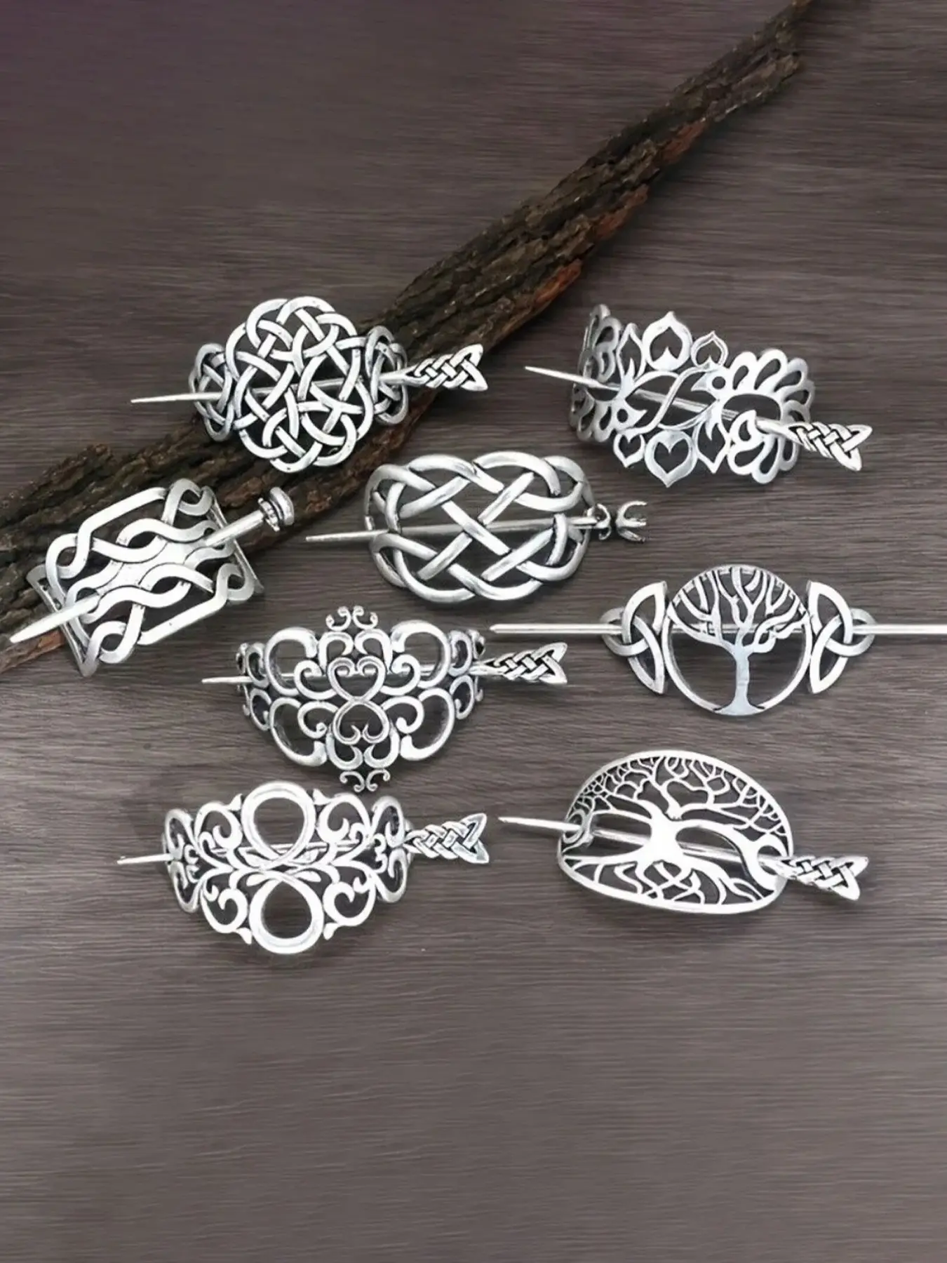 8-Piece Viking Style Celtic Knot Hair Pins, Fashionable Nordic Hair Accessories, Perfect for Parties, Holidays, and Gifts, Hair Clip Set, Festival Hair Decor