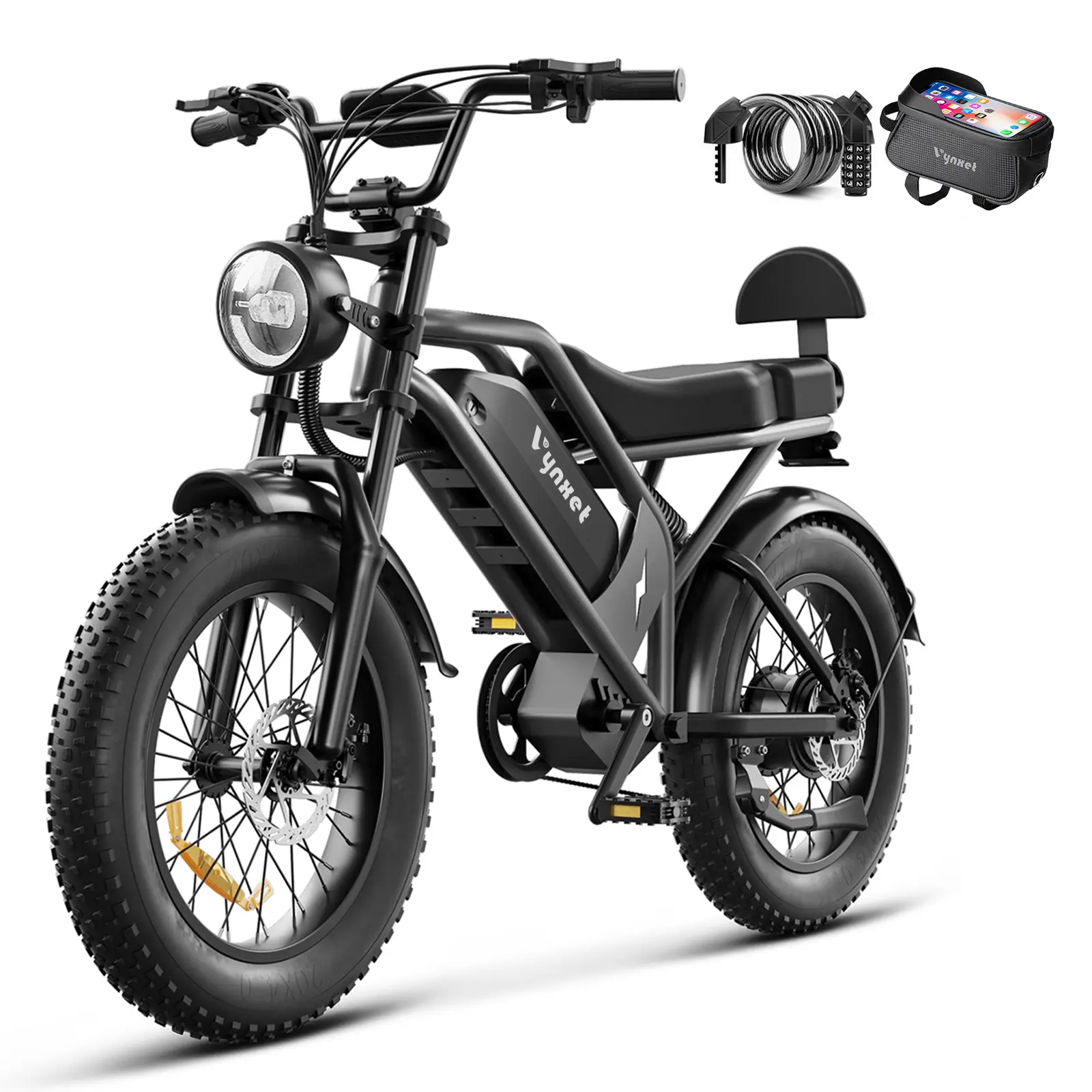 DXH Electric Bike for Adults, Peak 1500W Powerful Motor, 48V 18Ah Battery | 20" Fat Tire Ebike | 7-Speed Transmission | Up to 32MPH | 68+ Miles Range | All-Terrain E-Bike