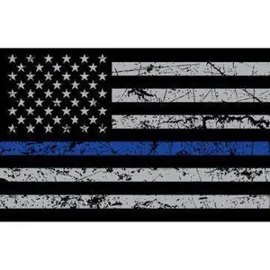 USA Flag Thin Blue Line Grey Distressed Sticker Decal