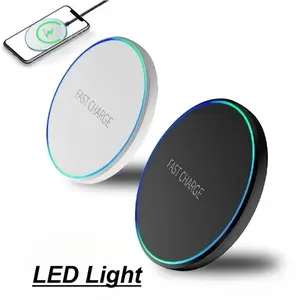 VIKEFON Mini Wireless Charger Pad LED Light For iPhone 17 16 15 14 13 12 Samsung S25 S24 Xiaomi AirPos Pro Desktop  Station