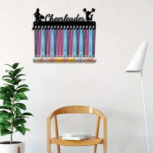 Metal Medal Display Rack Wall Mounted Running Sports Decorative Hanger, Hook Storage Rack, Hanging Organizer, Marathon Award Holder, Sporty Home Decoration